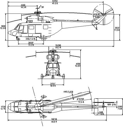 Sokol helicopter, 3-view